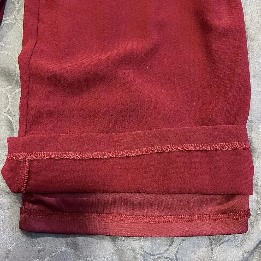 Lulu’s Women's Burgundy Kiska Lace Back Wide Leg Jumpsuit side Pockets Medium - Picture 13 of 16